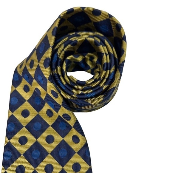 100% silk TOMMY HILFIGER Blue and Yellow Tie 100% silk - Picture 2 of 8